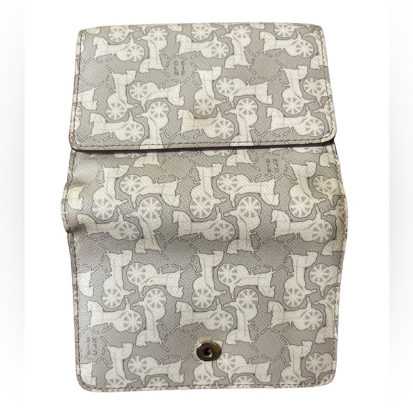 Beautiful RARE Celine Bifold Snap Wallet with Horse & Buggy White & Grey GUC - Picture 12 of 16